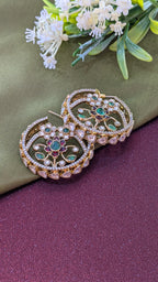 Regal Lotus Kundan Hoop Earrings