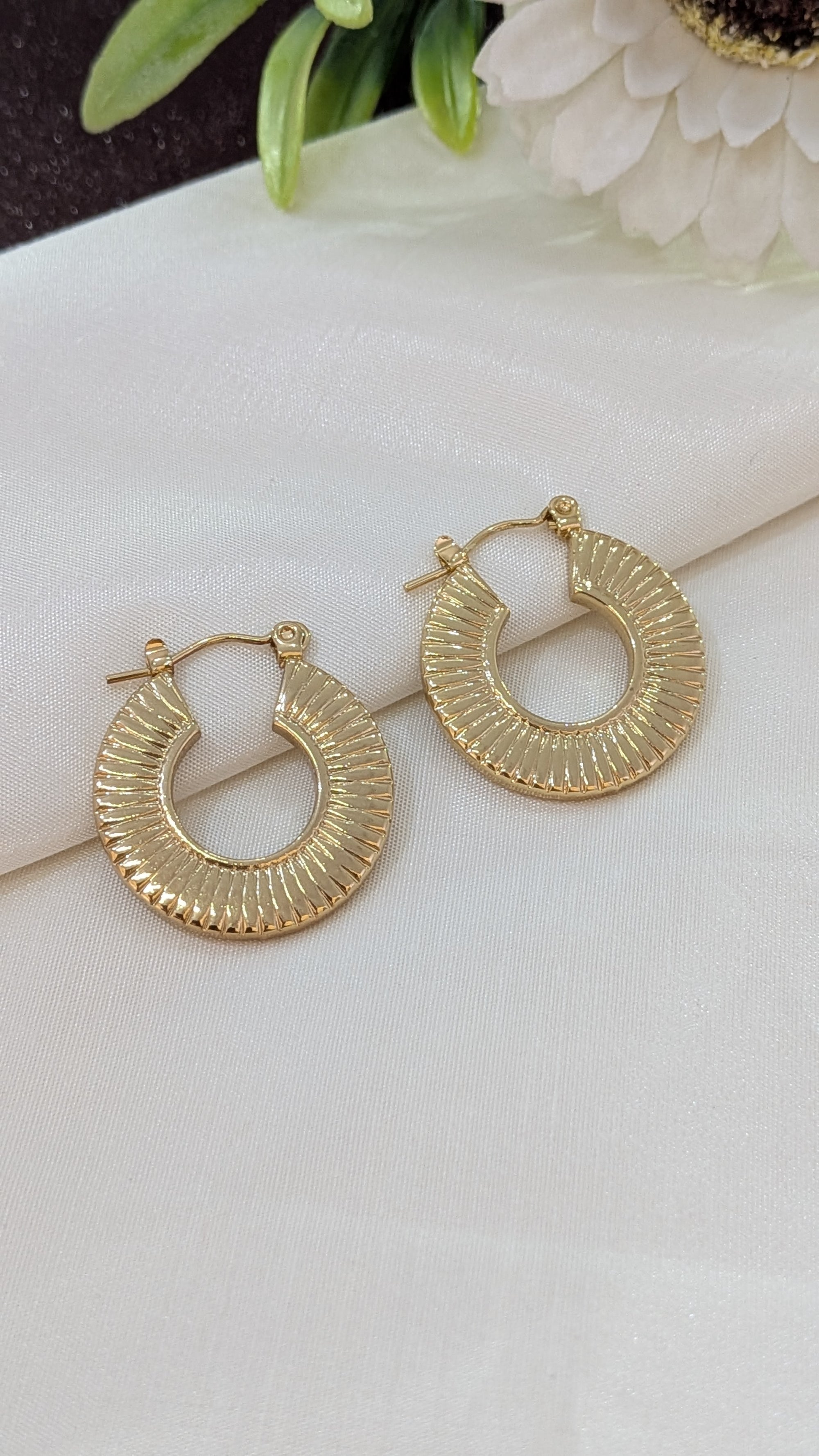Golden Radiance Textured Hoop Earrings
