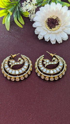 Royal Peacock Polki Hoop Earrings