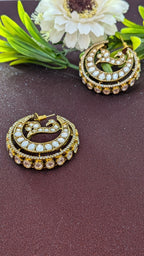 Royal Peacock Polki Hoop Earrings