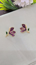 Lavender Bloom Enamel Stud Earrings