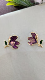 Lavender Bloom Enamel Stud Earrings