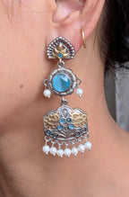 Aqua Lotus Drop Earrings