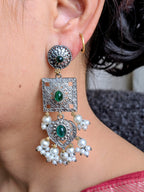 Emerald Antique Square Drops