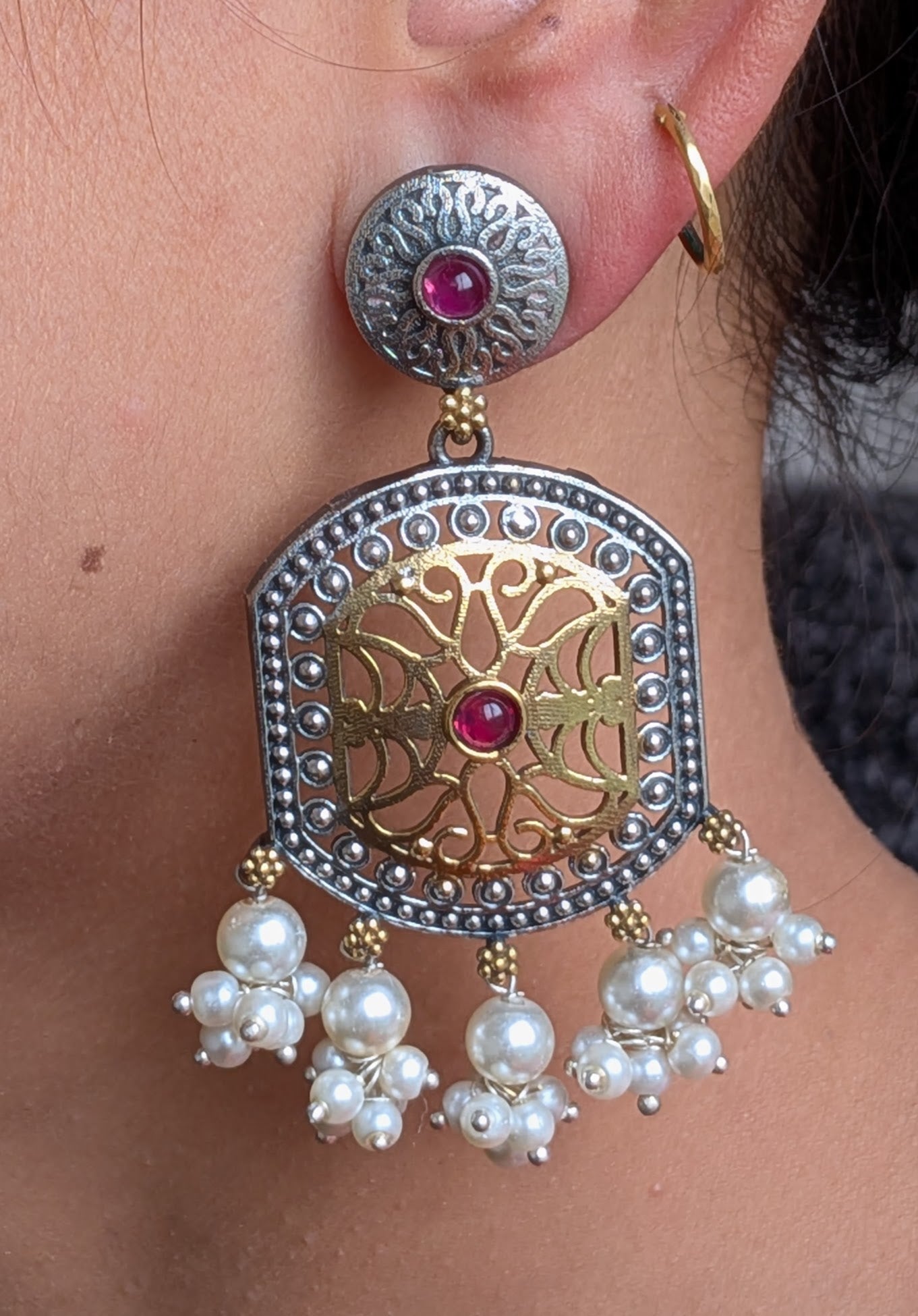 Ruby Octagon Heritage Earrings