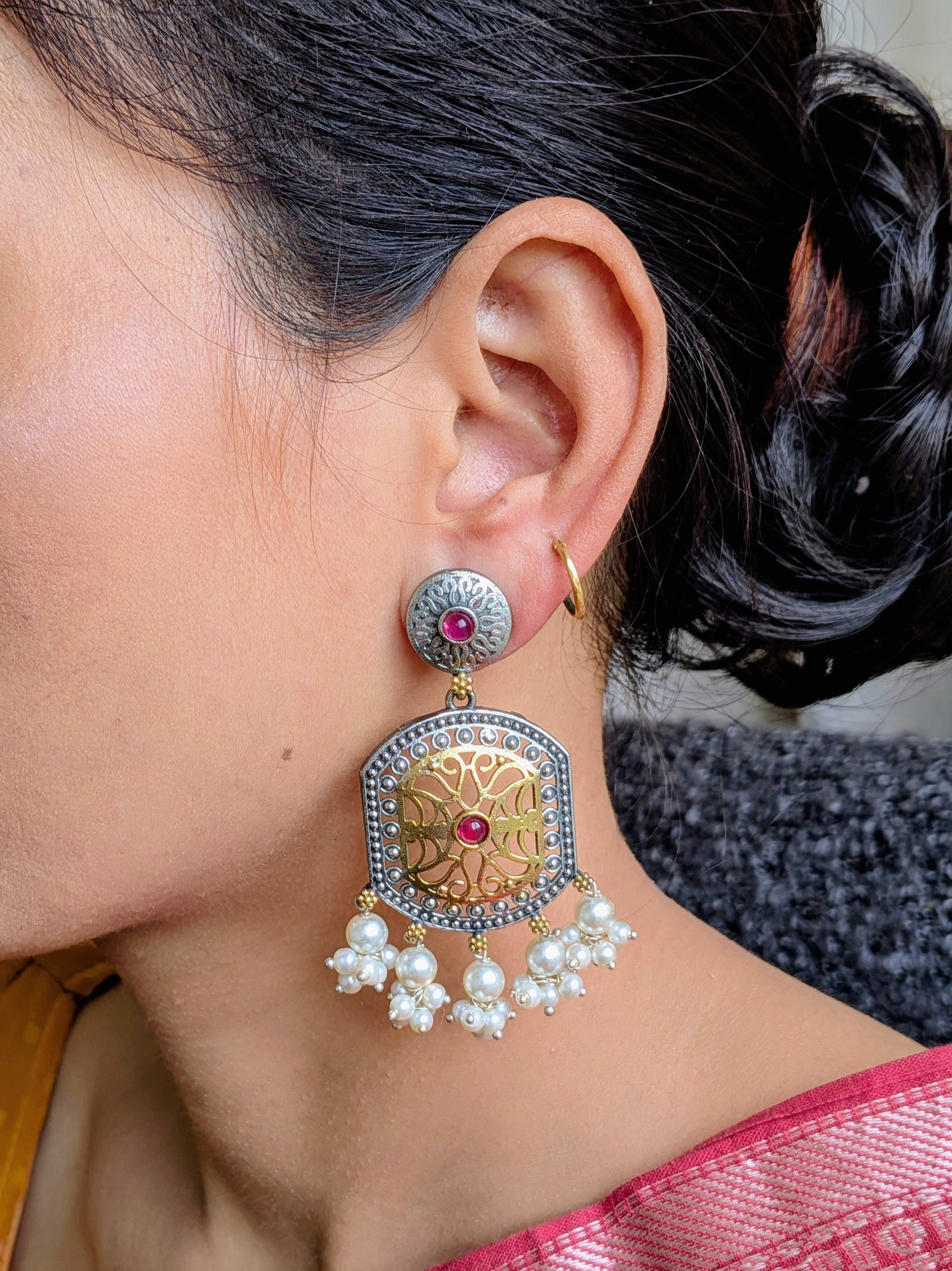 Ruby Octagon Heritage Earrings