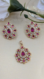 Kundan Ruby Spark  pendant set from TreasureDrum Jewellery