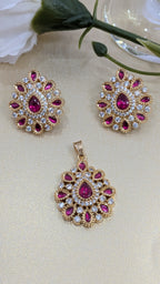 Kundan Ruby Spark  pendant set from TreasureDrum Jewellery