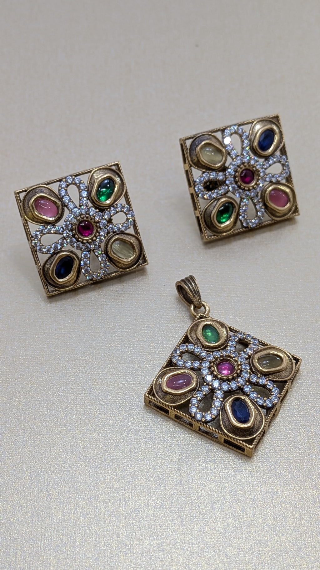 Navratna Harmony  pendant set from TreasureDrum Jewellery