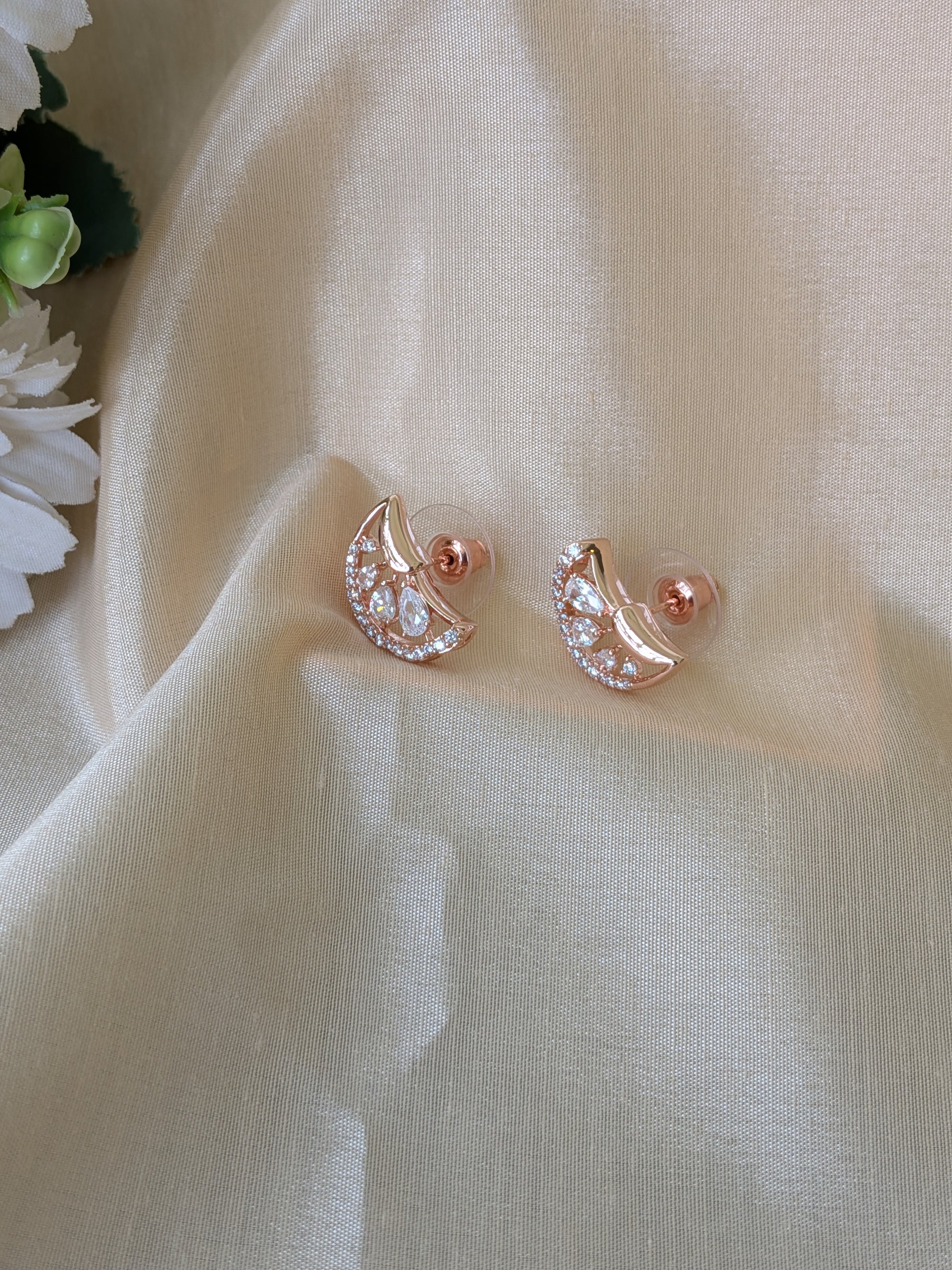 Rose Crescent Studs from TreasureDrum Jewellery