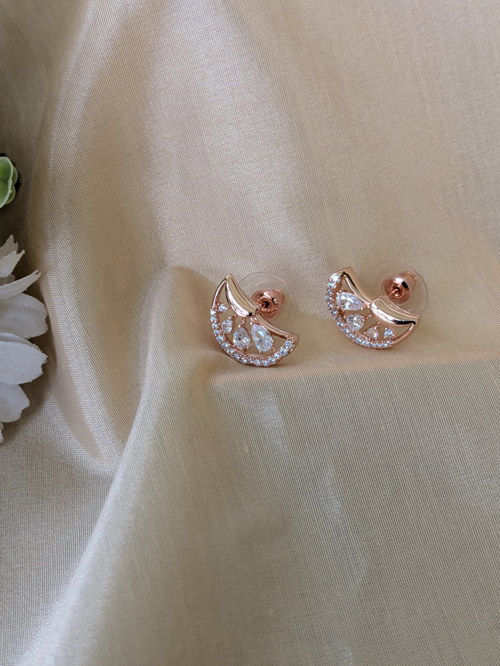 Rose Crescent Studs from TreasureDrum Jewellery