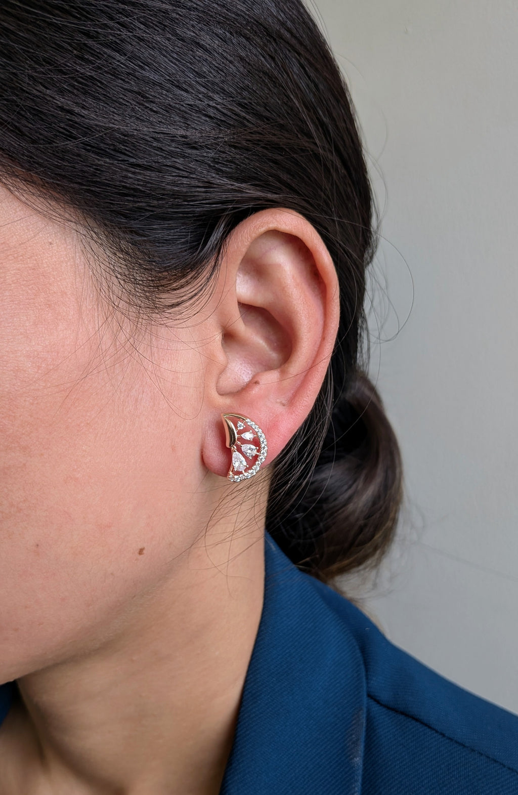 Rose Crescent Studs from TreasureDrum Jewellery