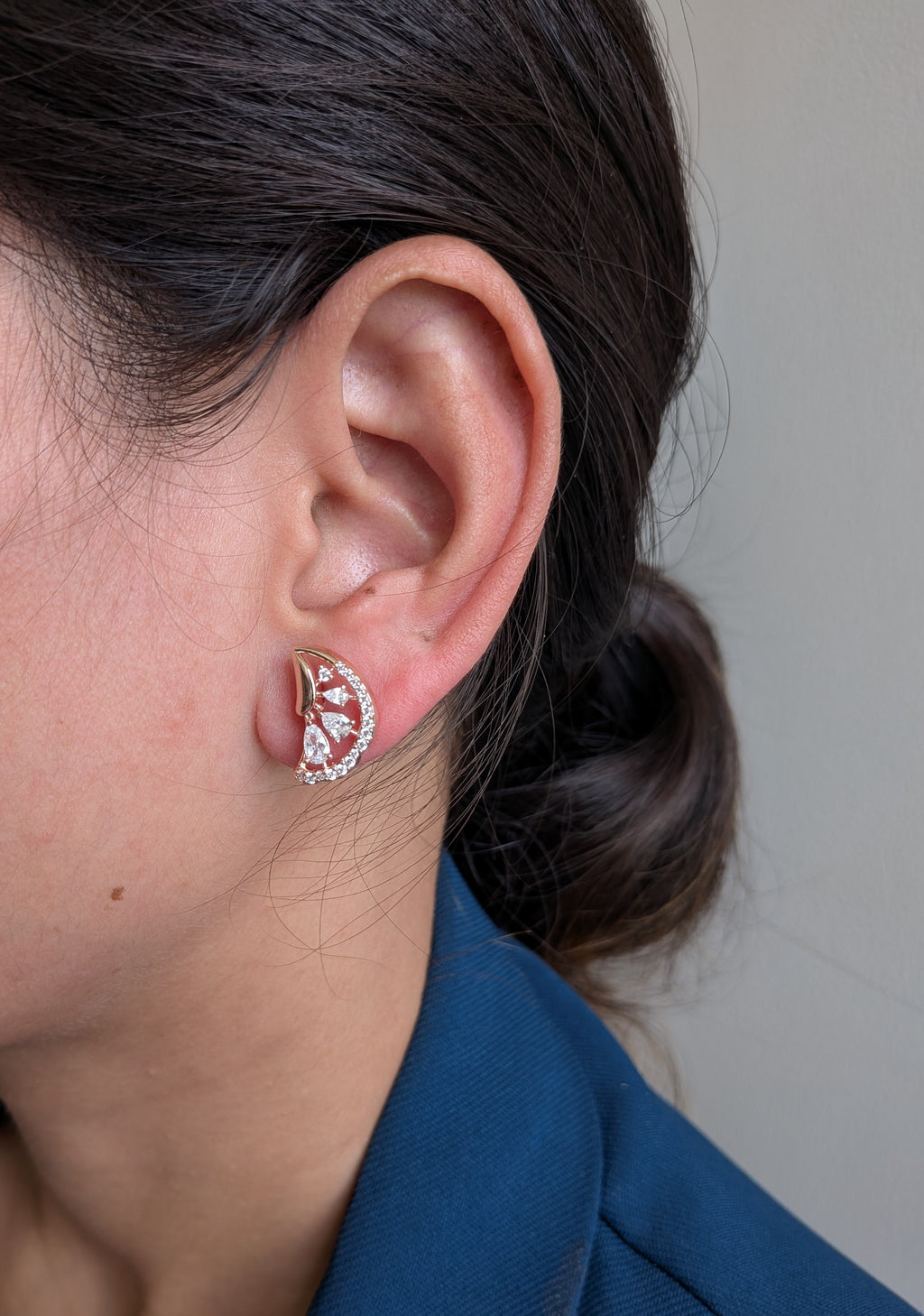 Rose Crescent Studs from TreasureDrum Jewellery