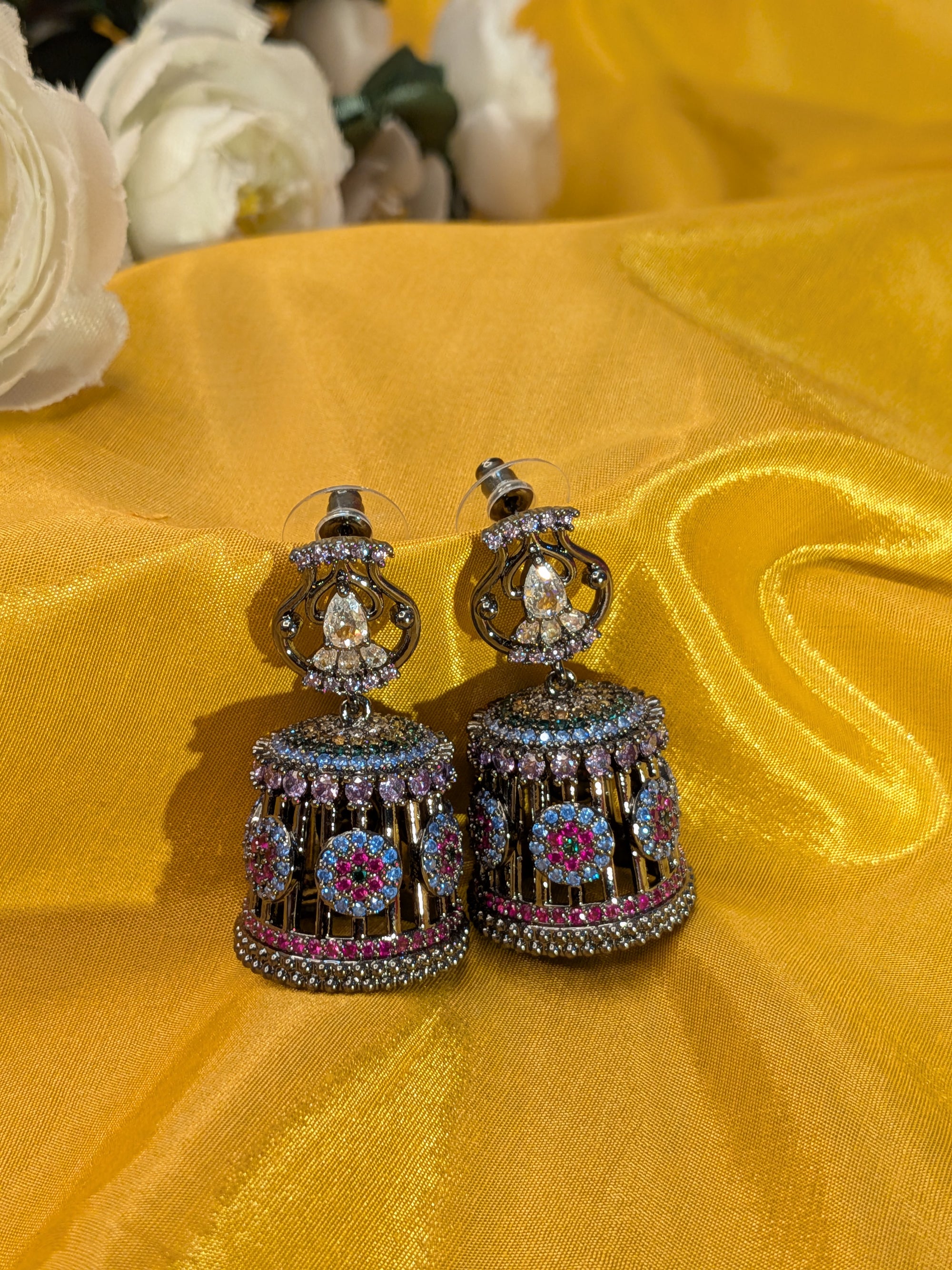 Peacock Garden Jhumkas from TreasureDrum Jewellery