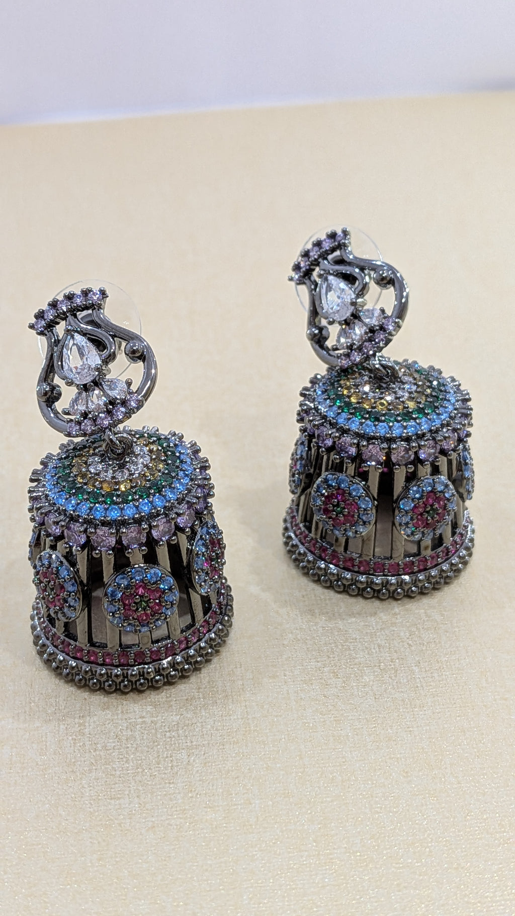 Peacock Garden Jhumkas from TreasureDrum Jewellery