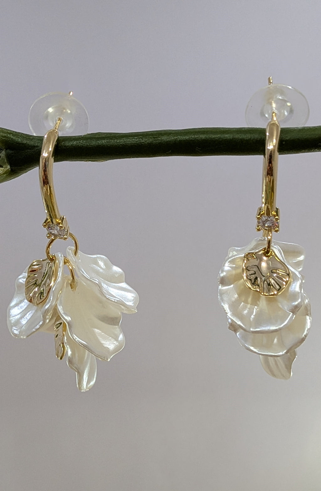 Frosted Orchid Drop Earrings from TreasureDrum Jewellery