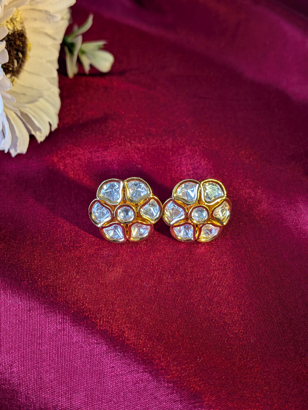 Sitaara Polki Floral Studs from TreasureDrum Jewellery