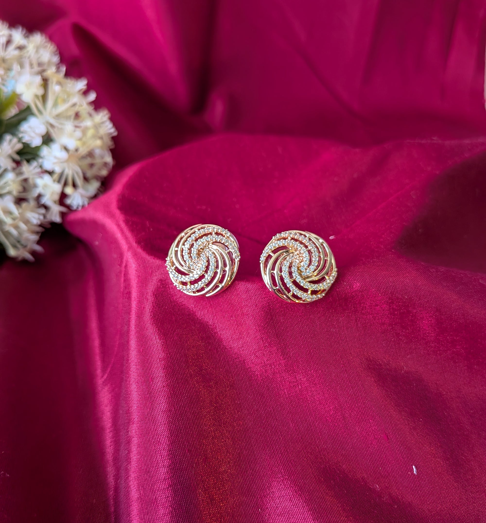 Swirl Spark Studs from TreasureDrum Jewellery
