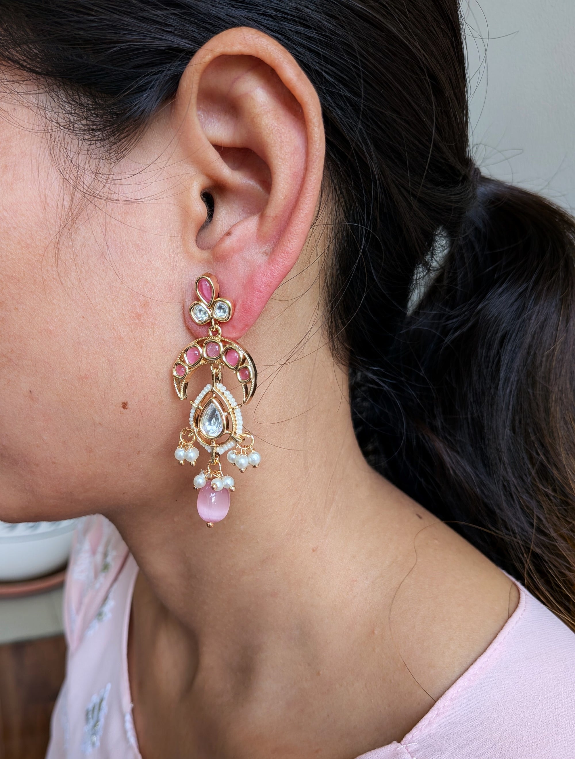 Rose Crescent Chandbalis from TreasureDrum Jewellery