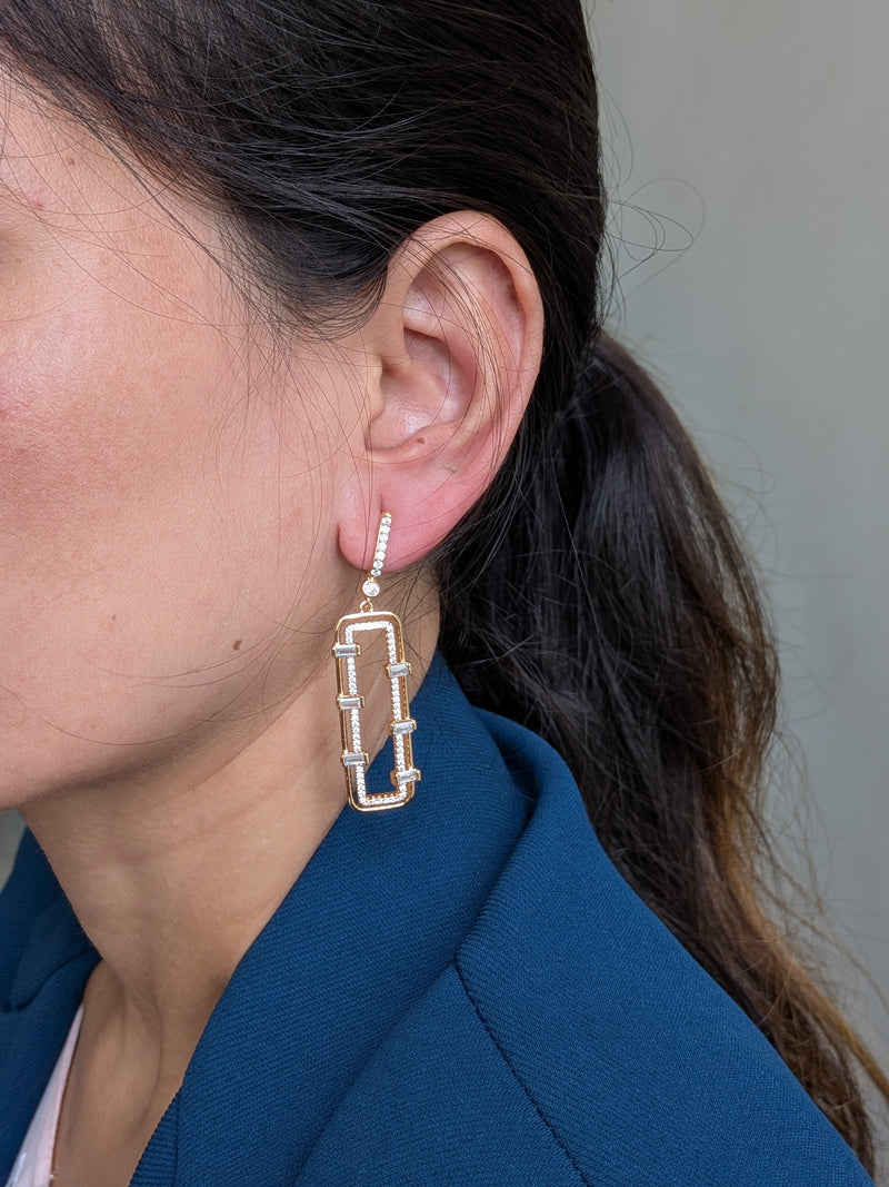 Linear Luxe Crystal Drop Earrings