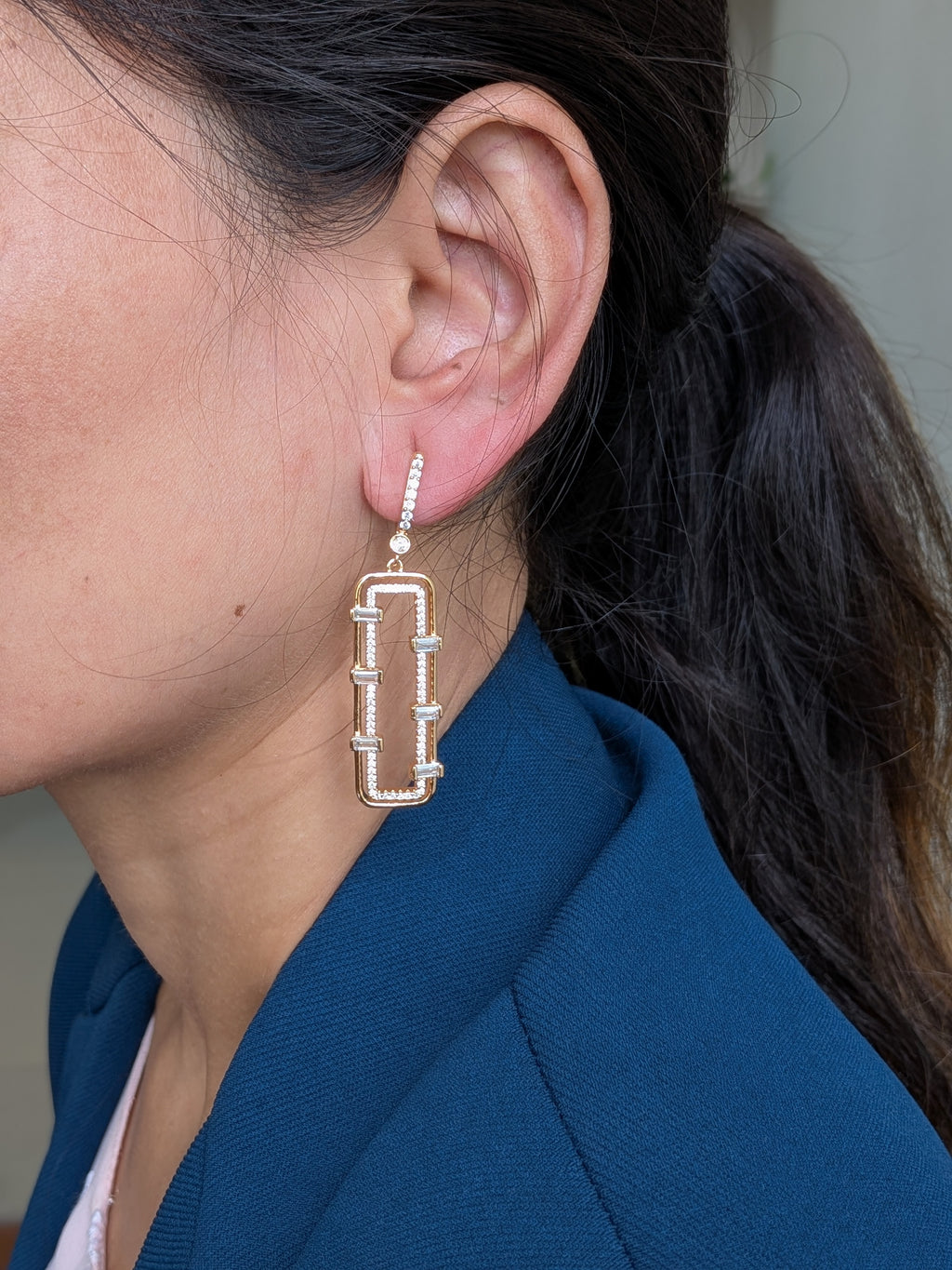Linear Luxe Crystal Drop Earrings from TreasureDrum Jewellery