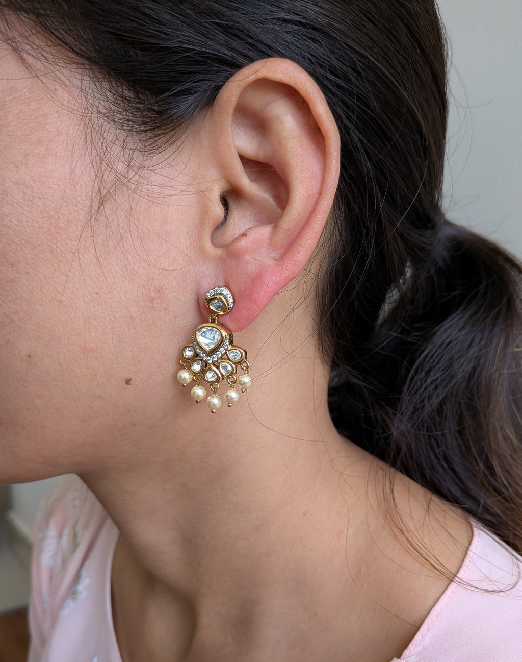 Royal Noor Kundan Pearl Drops from TreasureDrum Jewellery