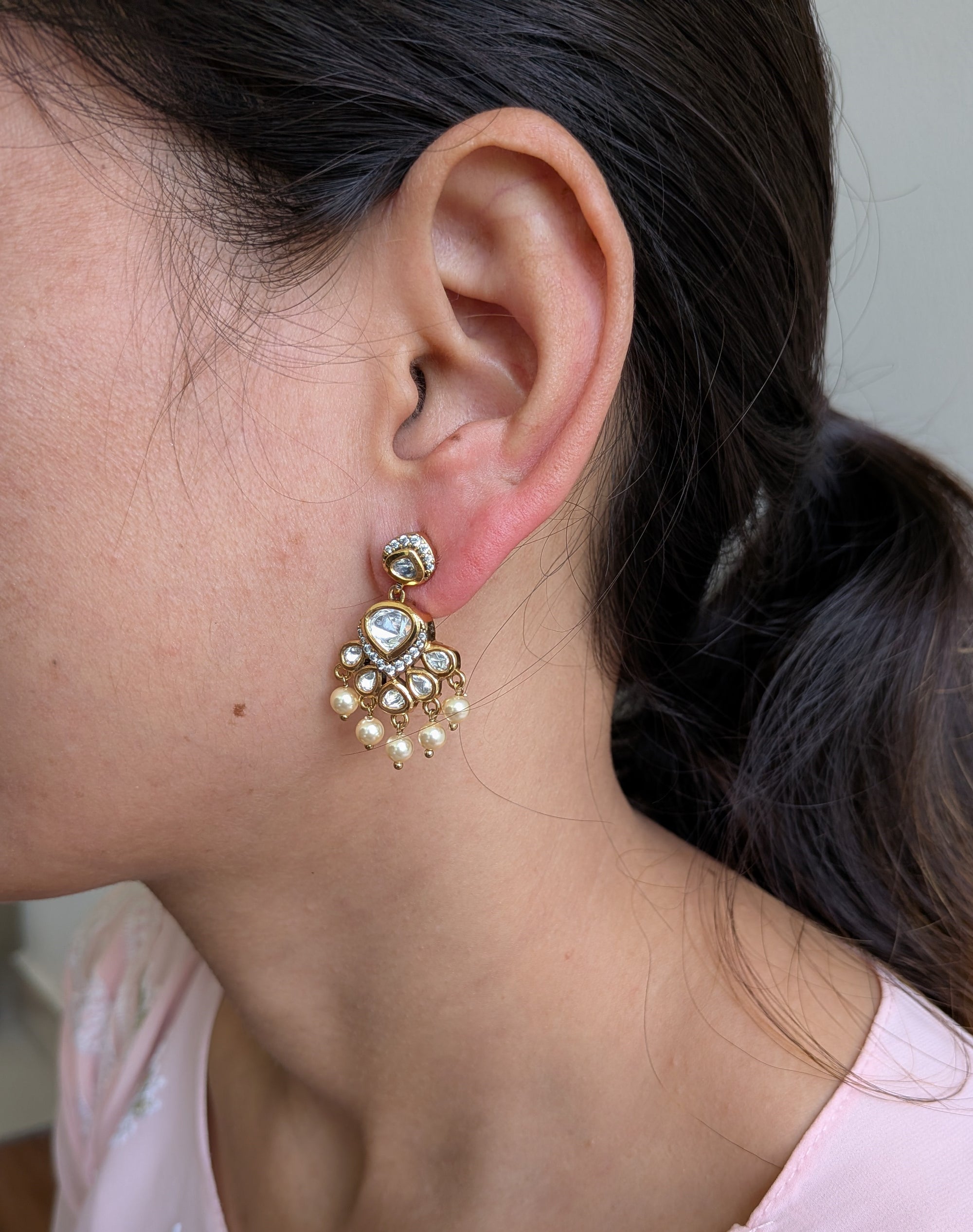 Royal Noor Kundan Pearl Drops from TreasureDrum Jewellery