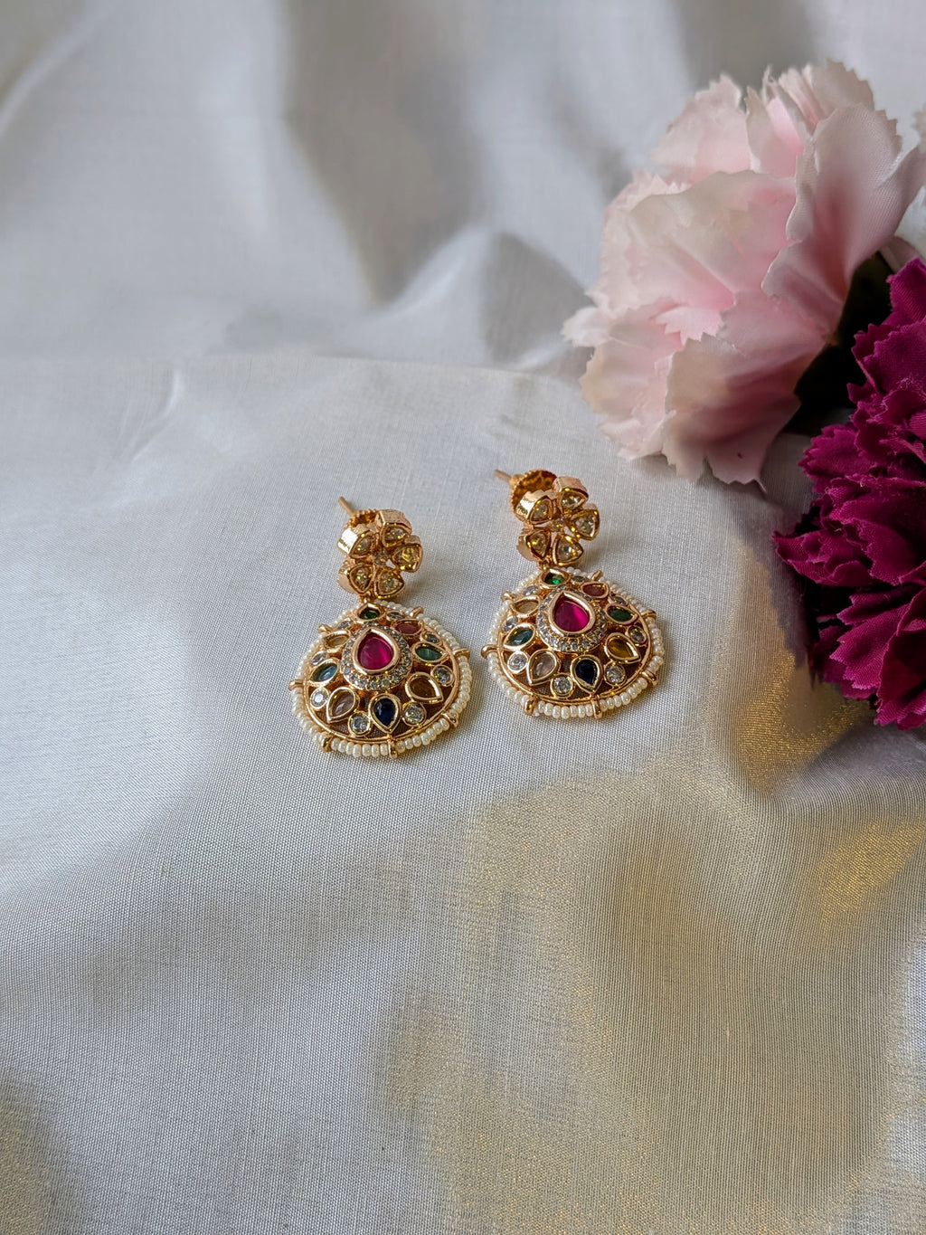 Navratna Royale Kundan Studs from TreasureDrum Jewellery