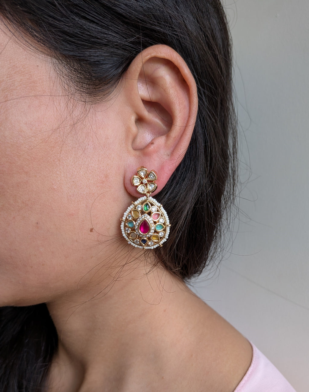Navratna Royale Kundan Studs from TreasureDrum Jewellery