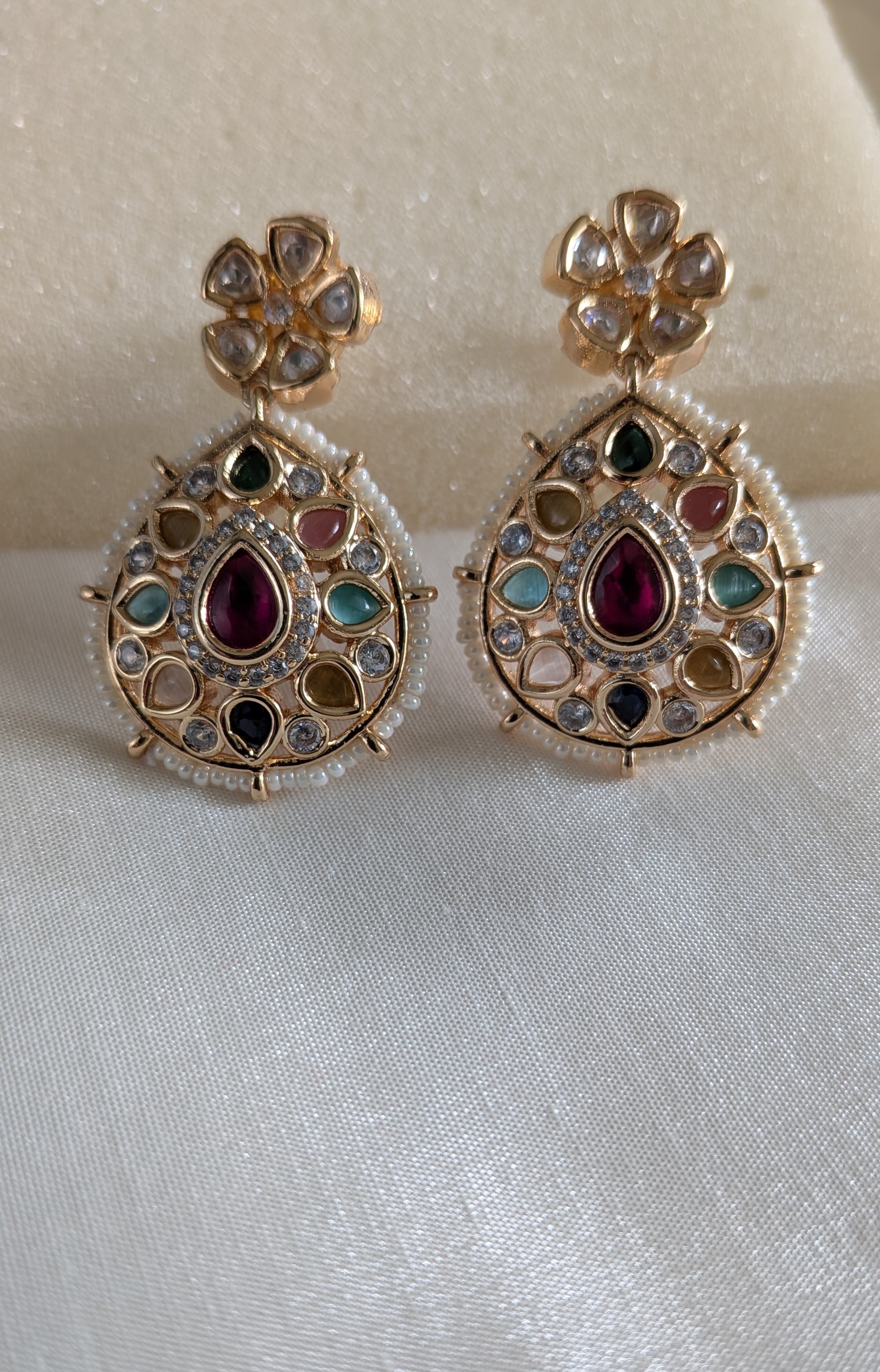 Navratna Royale Kundan Studs from TreasureDrum Jewellery