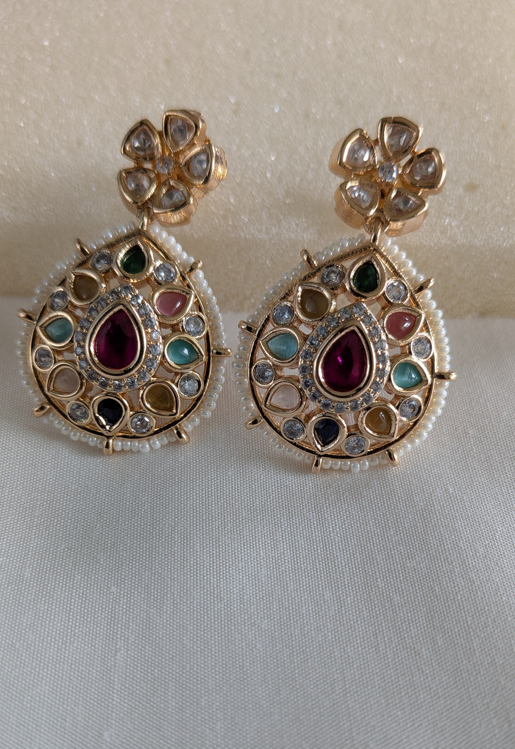 Navratna Royale Kundan Studs from TreasureDrum Jewellery