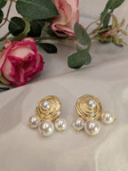 Pearl Orbit Gold Studs from TreasureDrum Jewellery