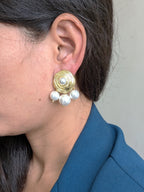 Pearl Orbit Gold Studs from TreasureDrum Jewellery