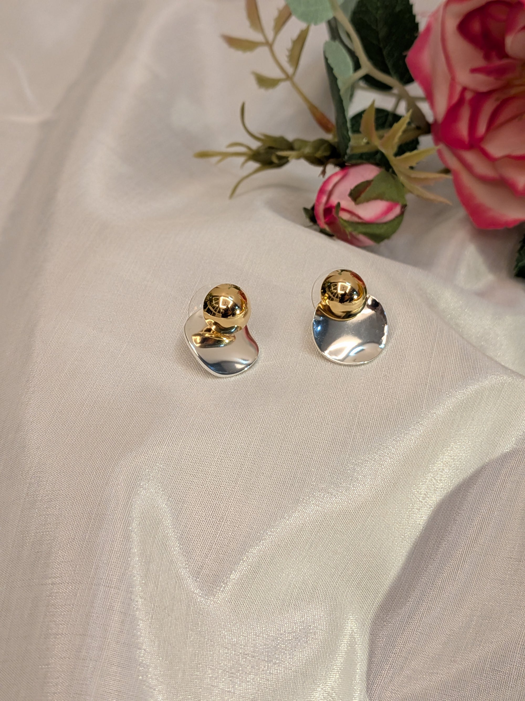 Golden Rippled Charm Earrings from TreasureDrum Jewellery