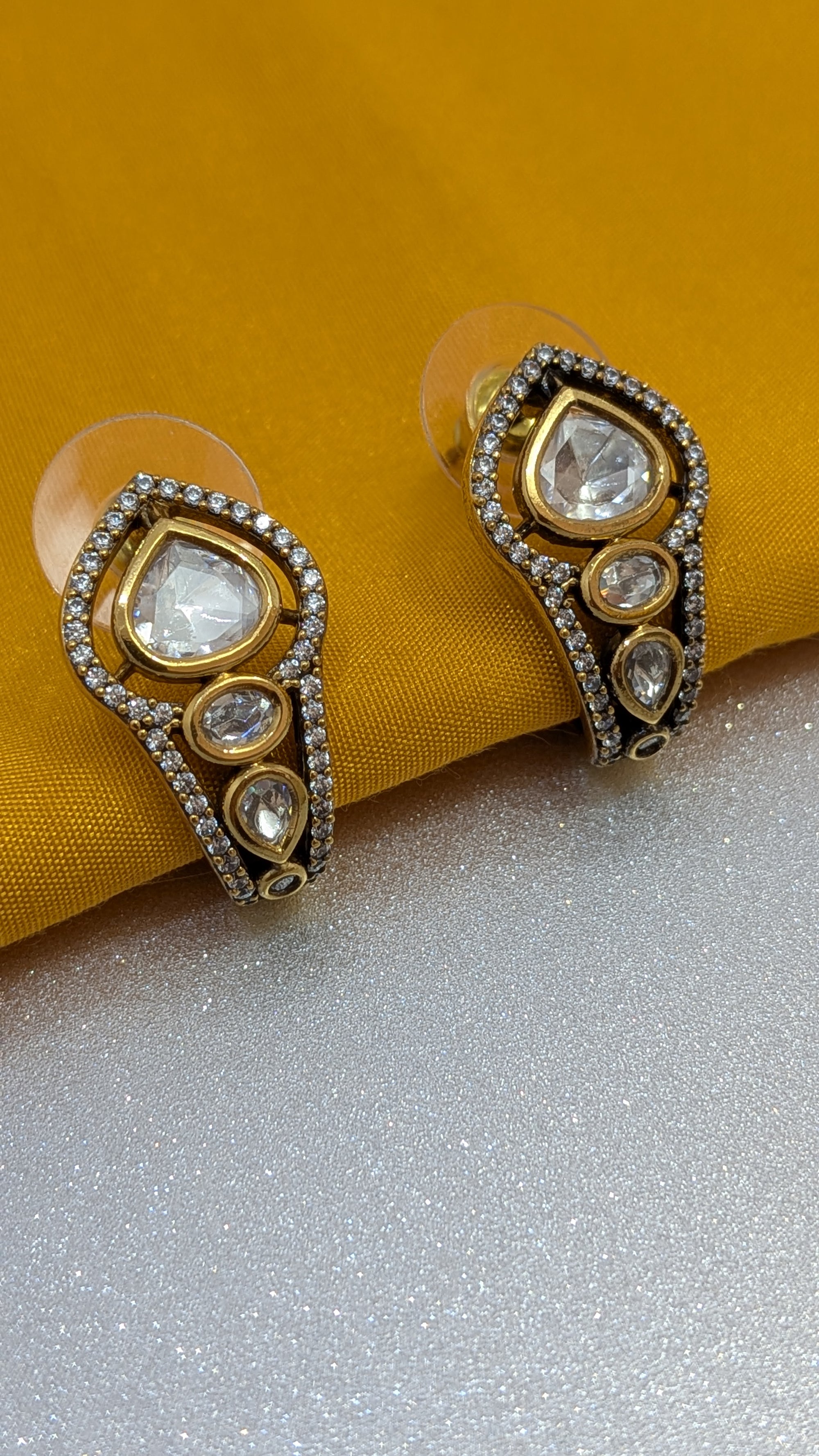 Heritage Kundan Teardrop Studs from TreasureDrum Jewellery