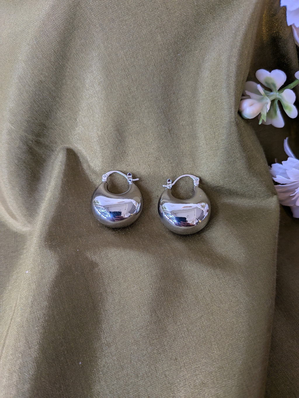 Niva Polished Dome Hoops from TreasureDrum Jewellery