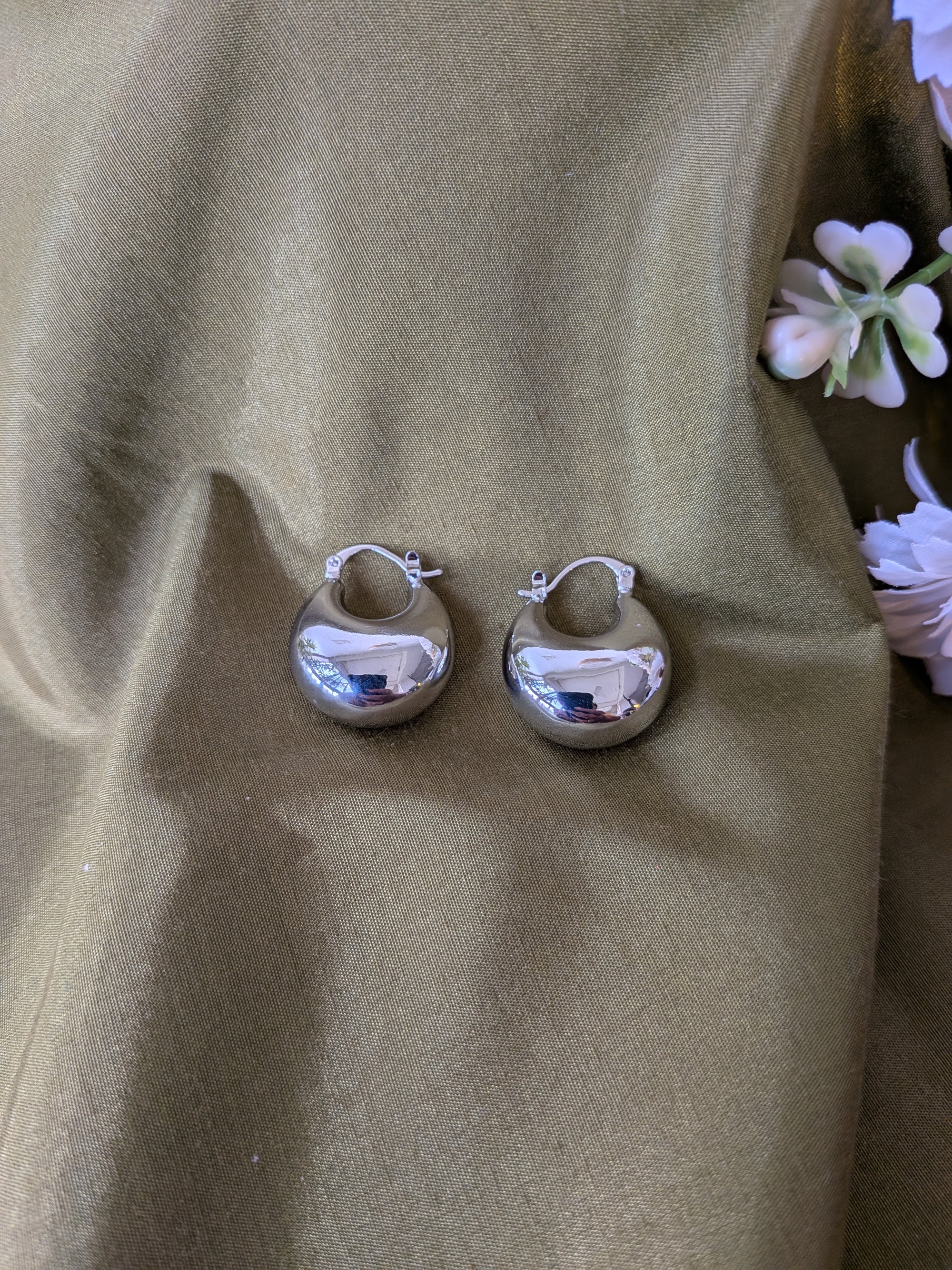 Niva Polished Dome Hoops from TreasureDrum Jewellery