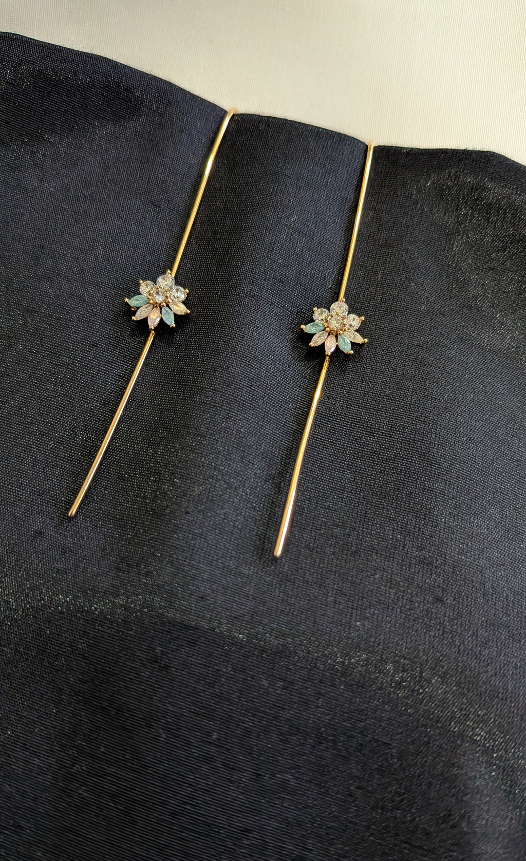 Crystal Bloom Threader Drops from TreasureDrum Jewellery