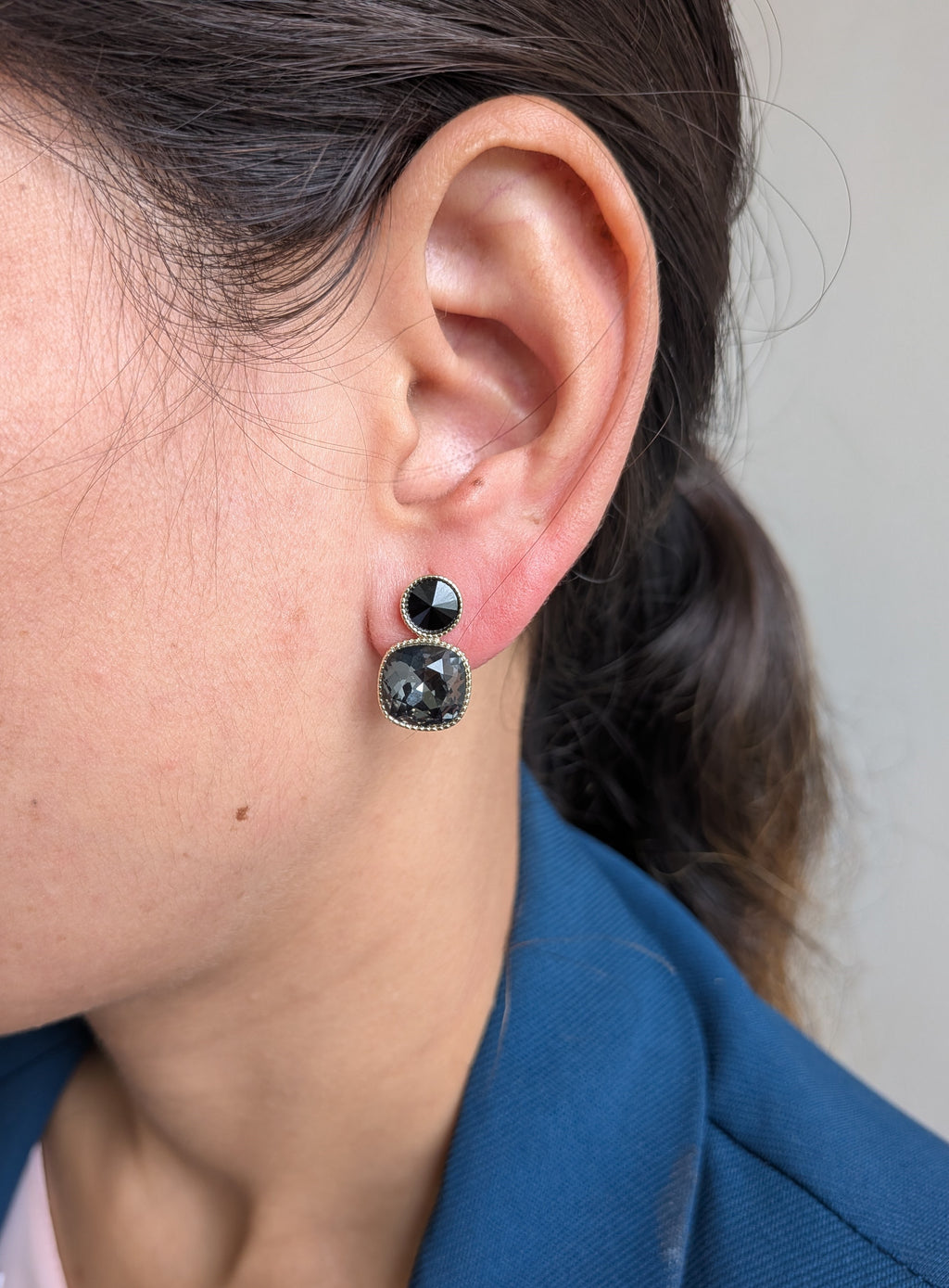 Twilight Charm Double Stone Earrings TreasureDrum Jewellery