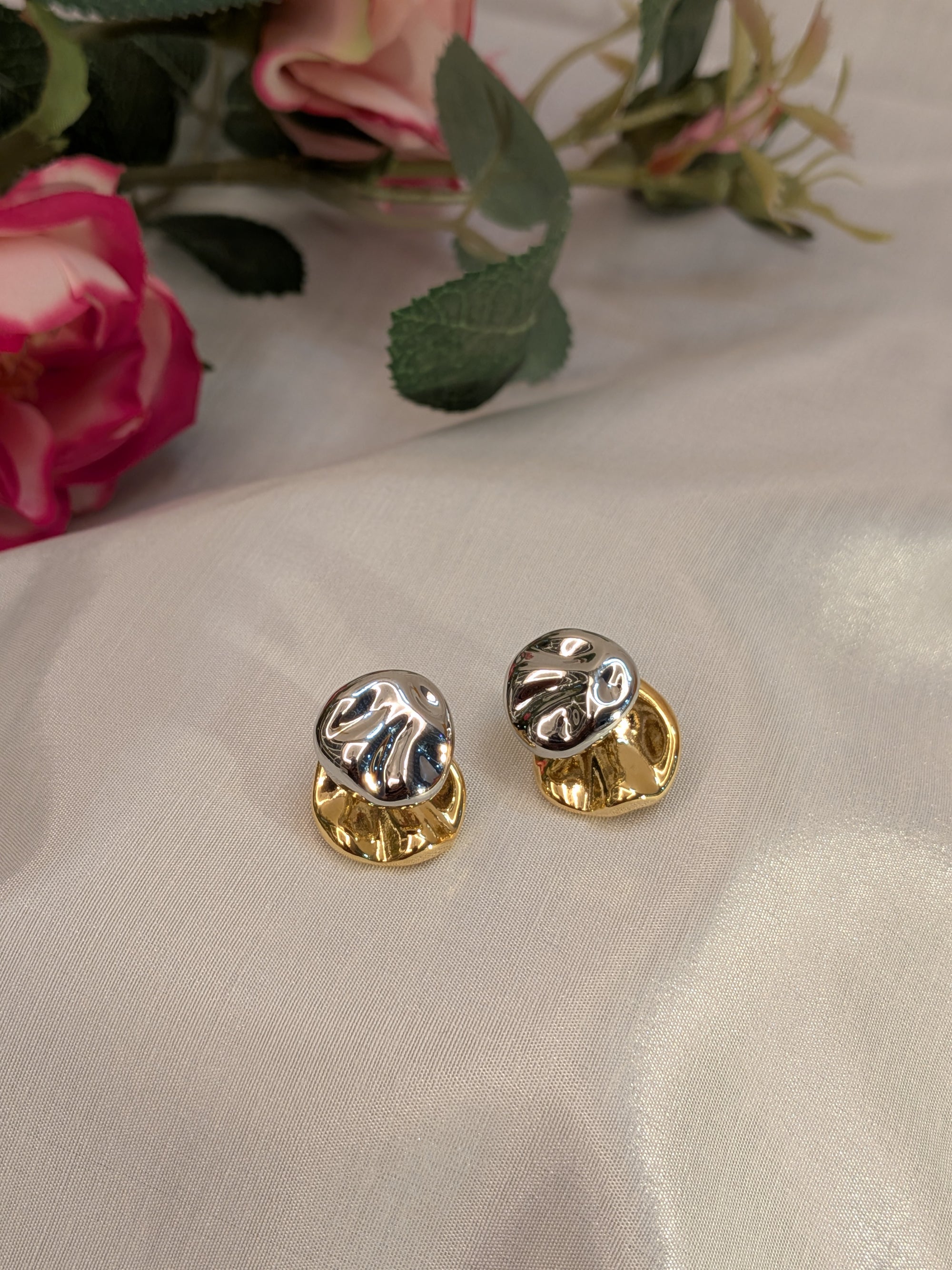 Molten Gold Duo Studs from TreasureDrum Jewellery