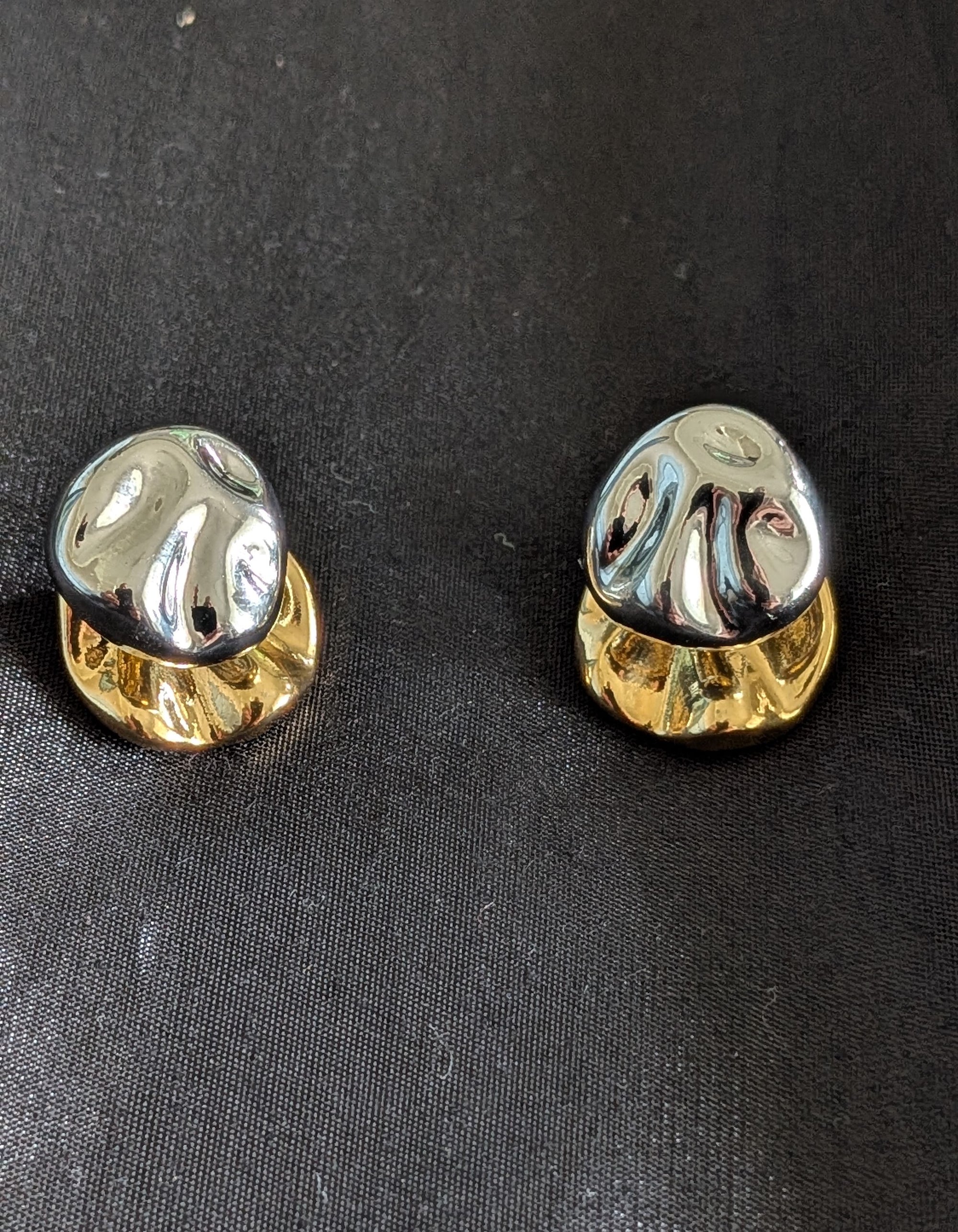 Molten Gold Duo Studs from TreasureDrum Jewellery
