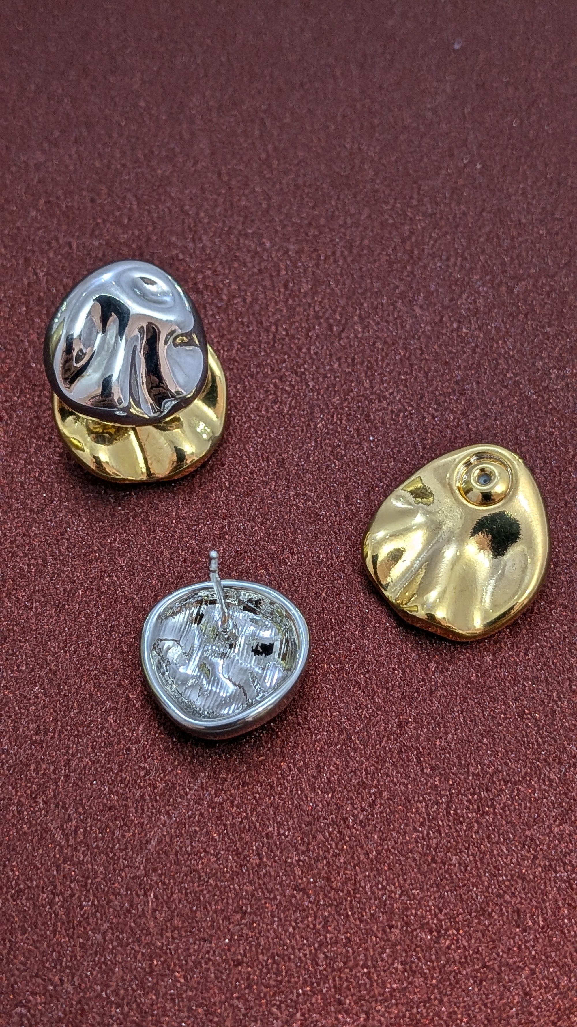 Molten Gold Duo Studs from TreasureDrum Jewellery