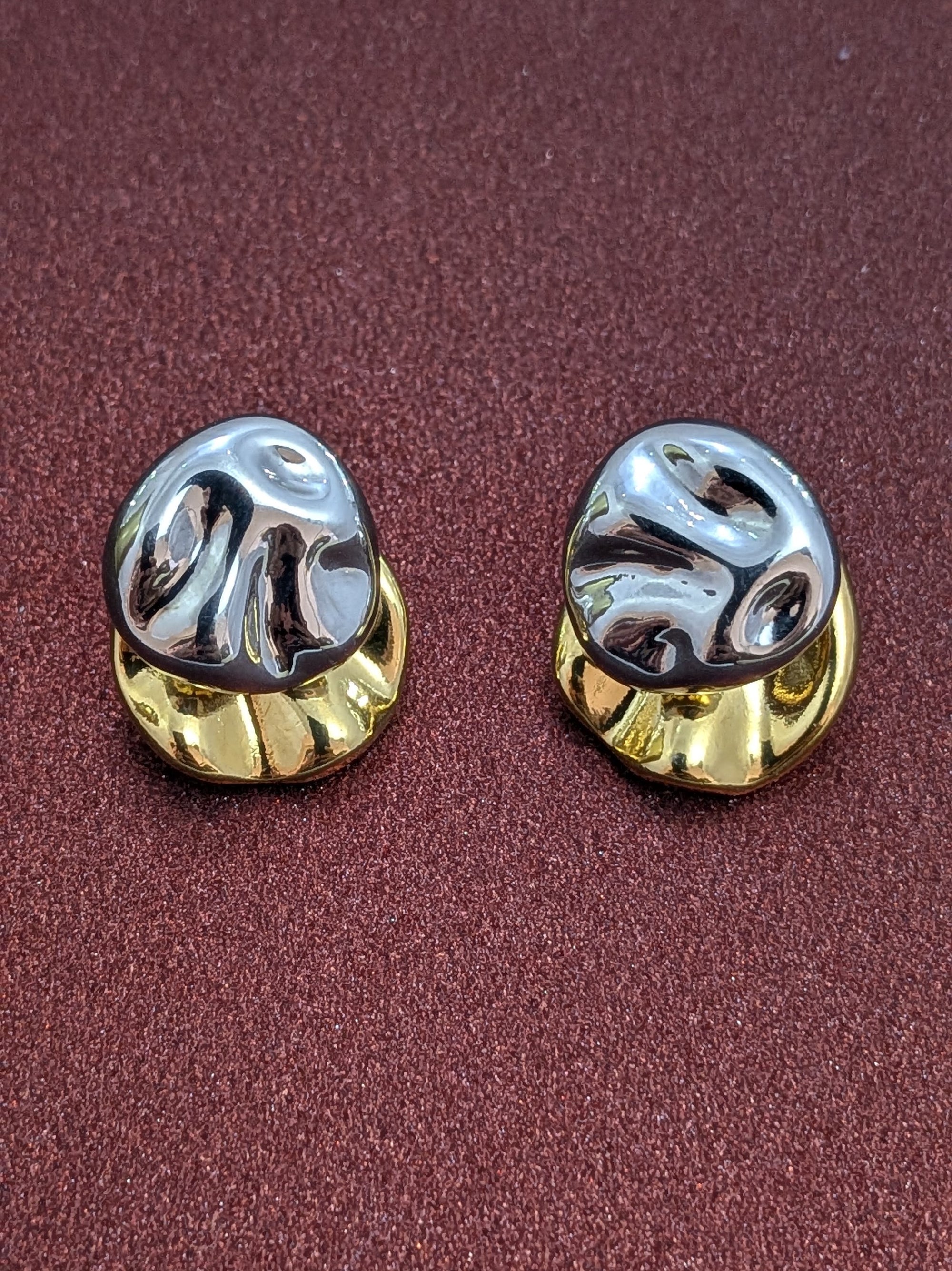 Molten Gold Duo Studs from TreasureDrum Jewellery