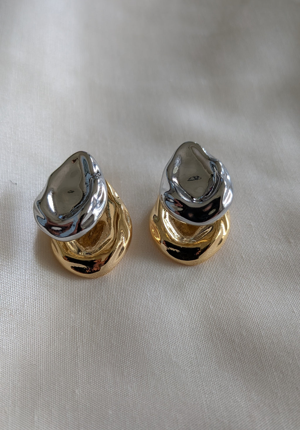 Molten Gold Duo Studs from TreasureDrum Jewellery