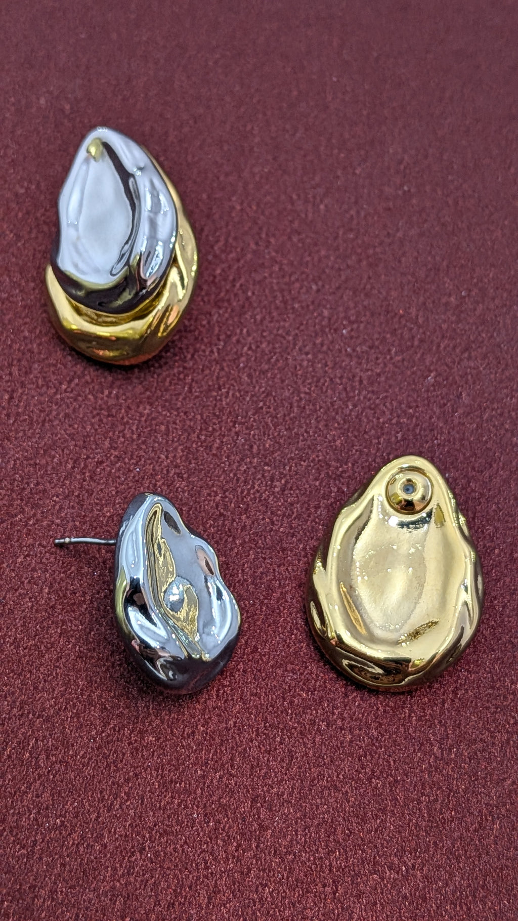 Molten Gold Duo Studs from TreasureDrum Jewellery