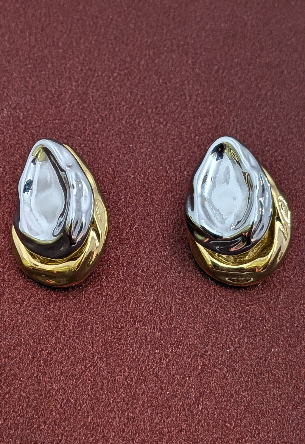 Molten Gold Duo Studs from TreasureDrum Jewellery