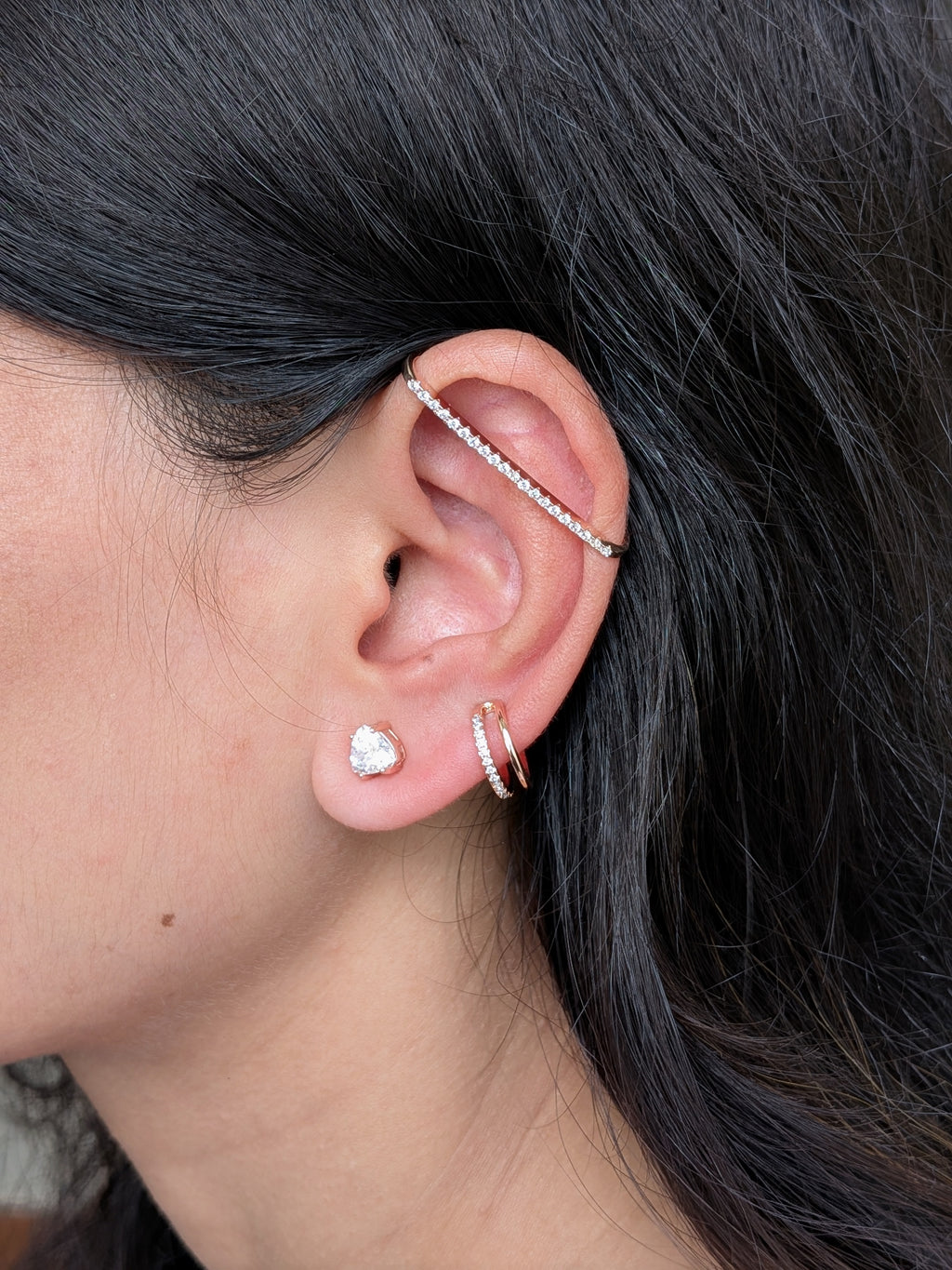 Luxe Rose Ear Stack Set - pendant set from TreasureDrum Jewellery